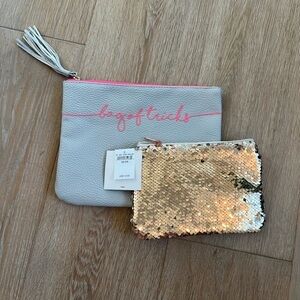 Sequin and Gray Pouch Set Hot Pink Bag of Tricks Print